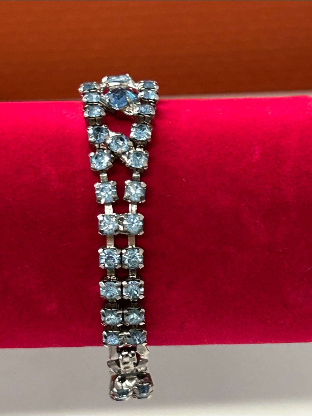 Beautiful vintage blue rhinestone crystal  Double-Row Tennis Bracelet